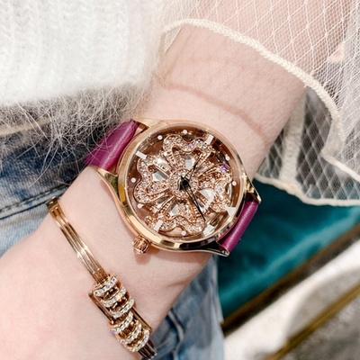 幸运四叶草水钻时来运转手表女士时尚大气气质女表斜挎包