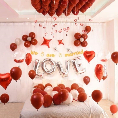 床头粉色结婚房间气球装饰告白布置婚房卧室用品气球