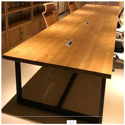 铁洽谈办公桌大桌会议桌工作台loft艺木工实桌椅长条业风美式家具