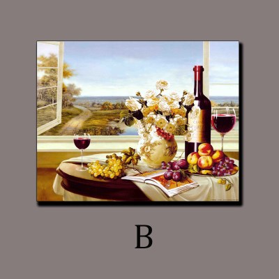 欧美美式葡萄酒餐厅红酒挂画装饰画画心画布客厅现代装饰画