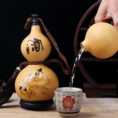 天然酒葫芦户外随身水壶装水装酒药烙画真葫芦大酒壶蜂蜡防渗一斤