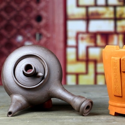 潮州黄树藩手拉玉书煨砂铫挑红泥紫砂茶壶烧水壶茶壶