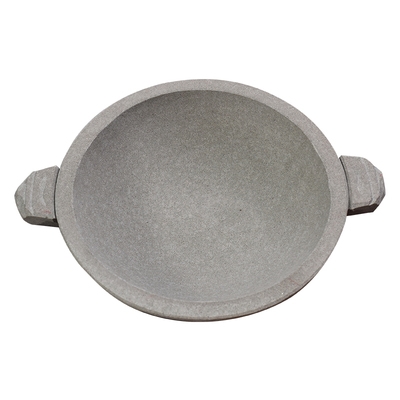 野外烤鱼石板火锅平底锅盘青石石盆烧烤平底款石头野炊锅天然