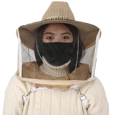 蜂帽遮脸专用加厚养峰防峰帽蜜蜂帽头罩防蜂罩网防护冒养蜂帽子