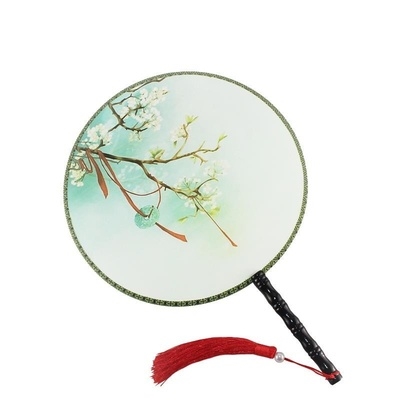 团扇清宫圆形国画国风立体扇子边带古典包古典扇子