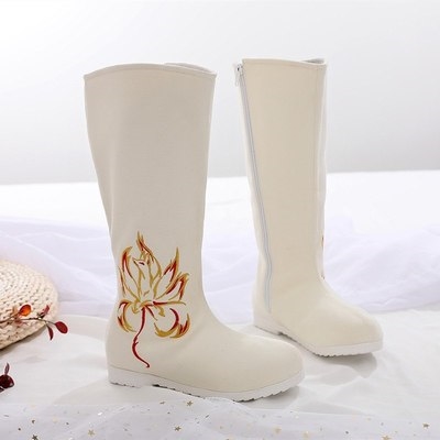 古代汉服靴子男女cos谢怜儿童中式 古装 布靴鞋 子戏曲锦衣卫官兵靴