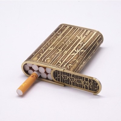盒子精品便携式黄铜叶板烟雕花烟烟卷烟丝旱烟末手工烟盒加厚黄铜