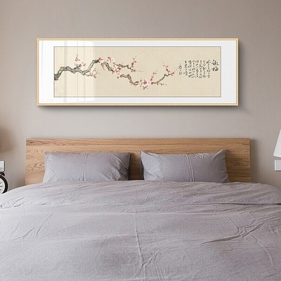 床头壁画客厅字画横幅花鸟画国风卧室国画