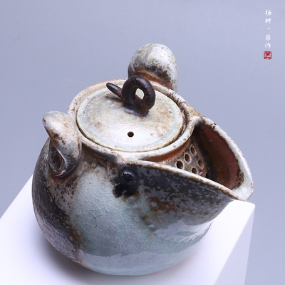 杨树柴作柴烧老鼠宝瓶手工无釉高温茶壶
