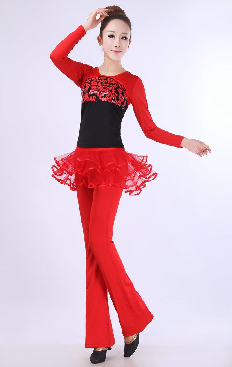 2019春秋广场舞服装套装加绒加厚练习杨丽萍演出服民族服装