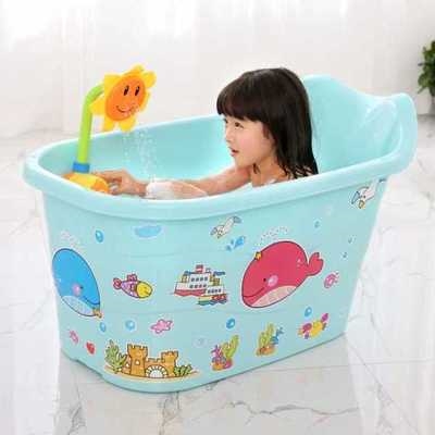 儿童大号浴盆可坐躺0-5-8-10-15岁14婴儿加厚浴桶游泳洗澡盆3