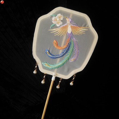 古风团扇华丽扇子刺绣汉服女双面古典绕丝手工工艺扇