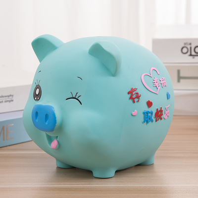 存钱粉嫩少女简易钱箱玫瑰花卡通小女孩储蓄罐