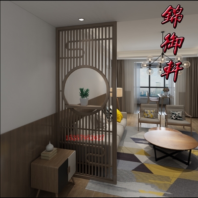 新中式花格隔板栏栅墙木格实木现代简约镂空装饰木雕