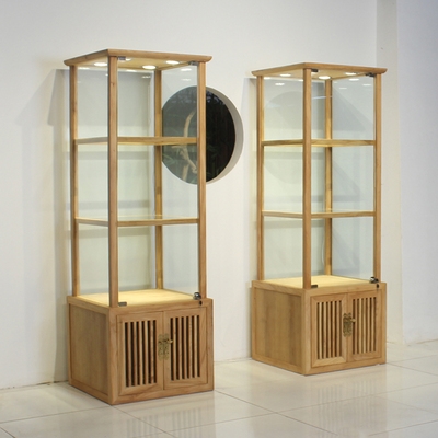 新中式陈列架玻璃柜子商用透明货架led灯家具现代中式禅意展示柜