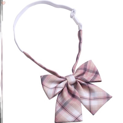 ins懒人小众配饰jkt恤校服漂亮女士搭配大粉格子领结 轻便2020衬衫