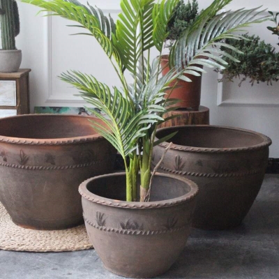 花盆老式透气气大花缸大口径土陶鱼缸超大泥瓦花盆