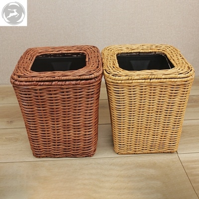 垃圾桶竹编家用创意客厅无盖压圈简约垃圾桶