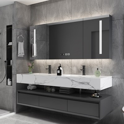 成品浴室柜简约现代加宽洗脸盆组合智能洗脸样板浴室柜组合
