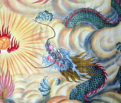 吴许右双龙献瑞瑞龙横幅龙横幅走兽中国精品彩色国画