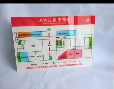 亚克力火警紧急疏散客房ktv包间平面图定制墙贴标志牌