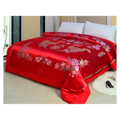 龙凤鸳鸯被套丝绸软缎面子被罩婚庆拉链可脱被套