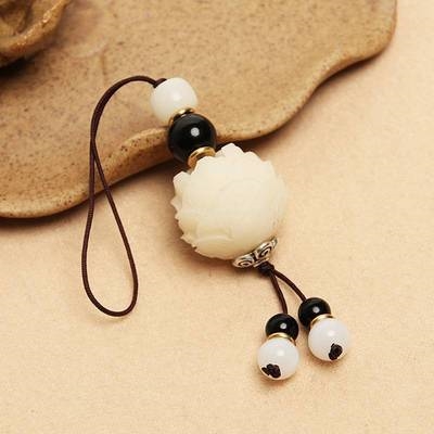 手机吊坠花饰莲花水晶流苏女款中爱挂饰情侣钥匙扣