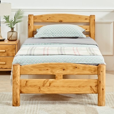 2米单人床现代简约全柏木原木床木蜡油青少年床1米