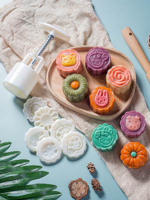 粘土月饼传统广仁幼儿园年糕面点中秋手压新卡烘焙模具