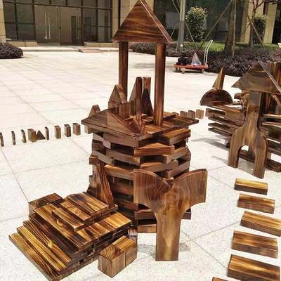 建构大型积木户外木头儿童碳化区玩具建构
