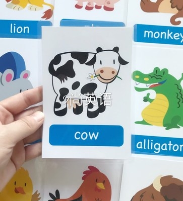 单词英文英语小学动物儿童闪卡教具幼儿园教师早教闪卡
