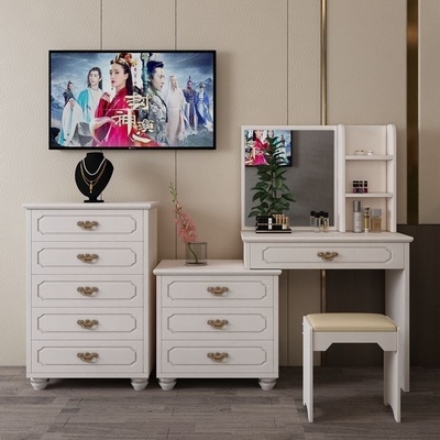 书柜梳妆台组合一体柜子化妆收纳北欧风格加带梳妆台