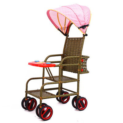 婴儿车竹编加高护栏扶手婴儿推车围栏配件通用四轮推车