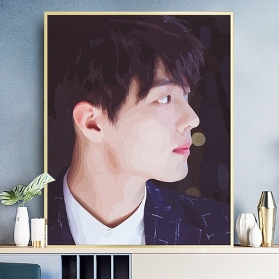 肖战画像图画数字油画diy手工填色减压现代简约装饰画diy