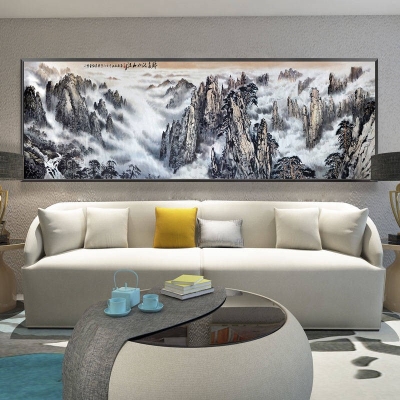 沙发背后装饰画客厅山水画景墙挂画风水靠山招财现代装饰画
