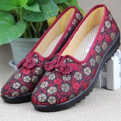 防滑老年人奶奶外婆平底妇女夏天老太太鞋子布鞋布鞋