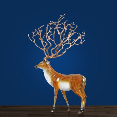 高档鑫荣纯铜摆件招财福鹿艺术创意家居客厅电视柜摆件