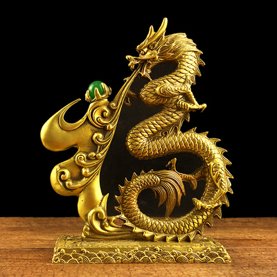 纯铜宅化装饰工艺装饰风水办公室龙家居煞金摆件镇龙吐珠摆件
