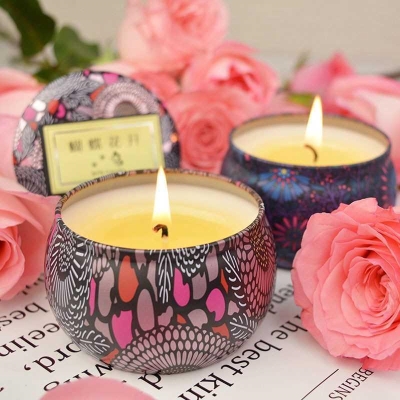 蜡烛铁盒香薰浪漫家用净化空气熏香生日礼物蜡烛