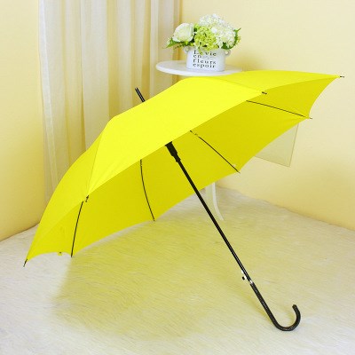 长柄雨伞黄色韩版弯柄直纯色小清新小黄简约男女伞