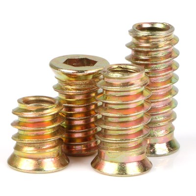 木工螺母嵌入式m6m8m10沉头六角螺帽实木镀锌套装螺母