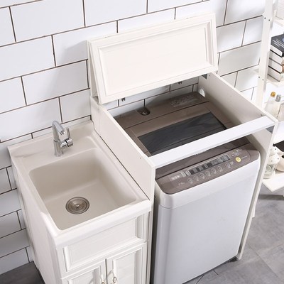 面盆吊柜滚筒洗衣机一体立柱翻盖洗漱台面露台加高金属浴室柜组合