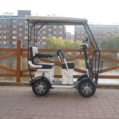 家用巴士四轮电动小型老人助力双人电瓶车带棚老年代步车