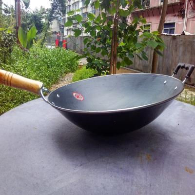 轻便炒菜炒锅老式尖底圆铸铁广西家用铁锅炒锅