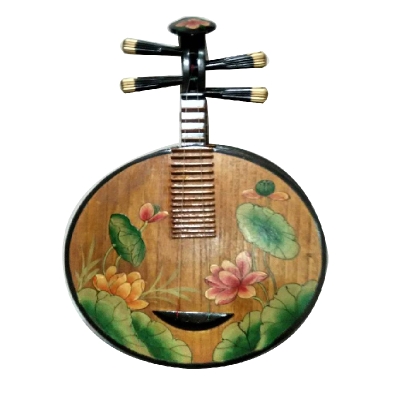 月琴彩绘家居装饰摆件玄关背景墙挂件中式复古乐器月琴