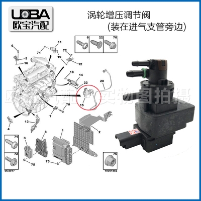 适配标致3008涡轮增压电磁阀c4l1.6t压力电子阀泄其他