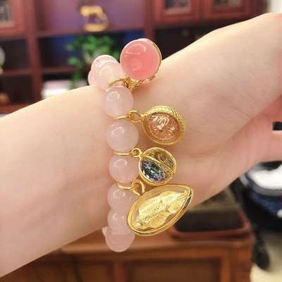 泰国佛牌龙婆本咬钱虎粉水晶手链手串招财转运健康手链