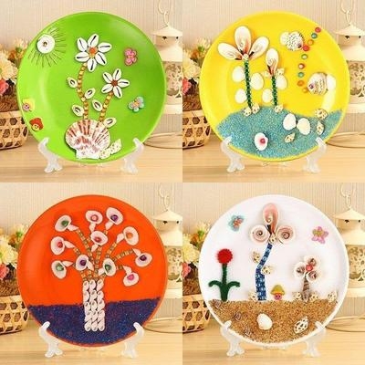 盘子儿童流沙制作挂画手工粘贴点钻笔沙画装饰手工创意粘贴类