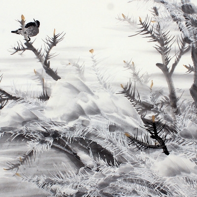 名人手绘客厅办公室字画国画山水画风雪雪景松树国画