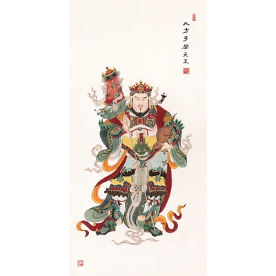 高档工笔人物佛像国画四大天王金刚菩萨画像玄关国画